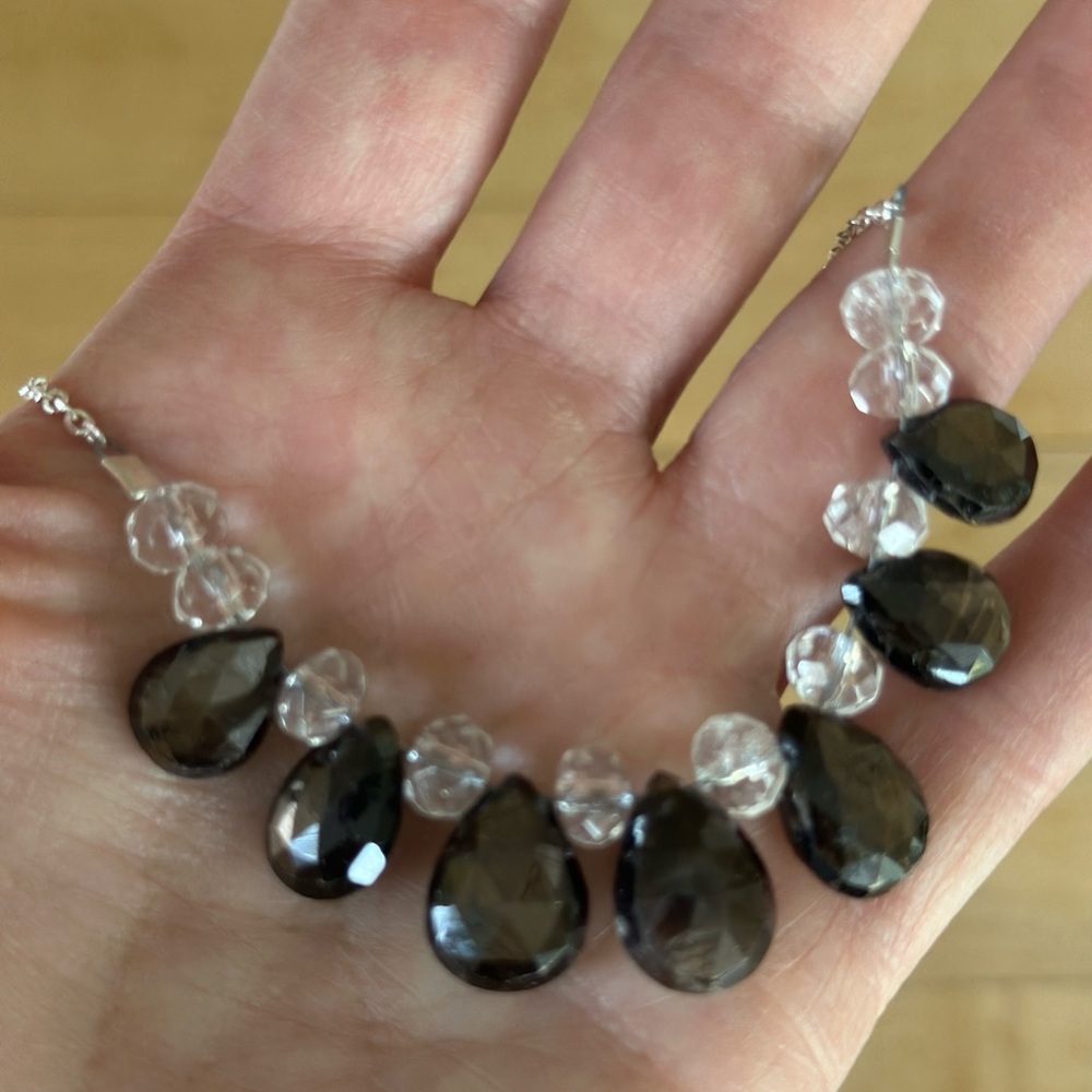 Brown topaz and quartz necklace